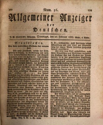 Allgemeiner Anzeiger der Deutschen Dienstag 26. Februar 1828