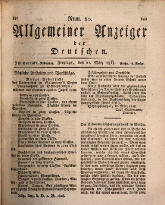 Allgemeiner Anzeiger der Deutschen Freitag 21. März 1828