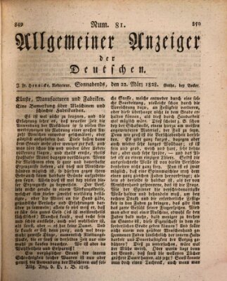 Allgemeiner Anzeiger der Deutschen Samstag 22. März 1828