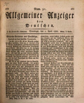 Allgemeiner Anzeiger der Deutschen Dienstag 1. April 1828