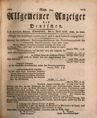 Allgemeiner Anzeiger der Deutschen Samstag 5. April 1828