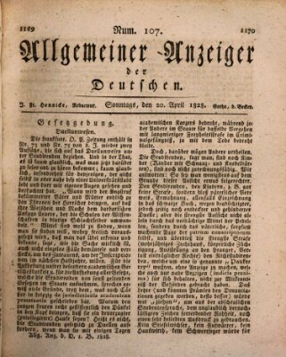 Allgemeiner Anzeiger der Deutschen Sonntag 20. April 1828