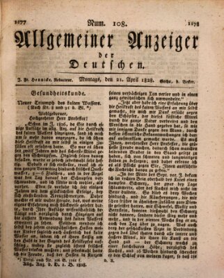 Allgemeiner Anzeiger der Deutschen Montag 21. April 1828