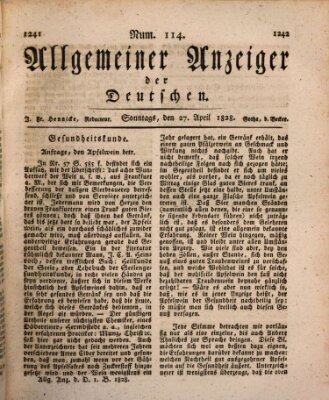 Allgemeiner Anzeiger der Deutschen Sonntag 27. April 1828