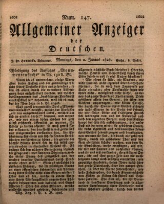 Allgemeiner Anzeiger der Deutschen Montag 2. Juni 1828