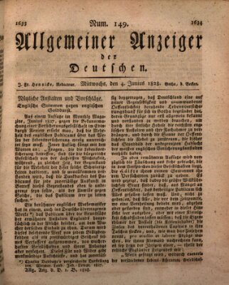 Allgemeiner Anzeiger der Deutschen Mittwoch 4. Juni 1828