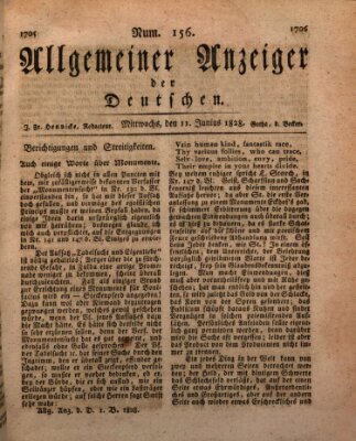 Allgemeiner Anzeiger der Deutschen Mittwoch 11. Juni 1828