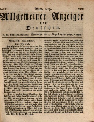 Allgemeiner Anzeiger der Deutschen Mittwoch 13. August 1828