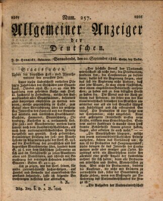 Allgemeiner Anzeiger der Deutschen Samstag 20. September 1828