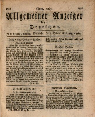 Allgemeiner Anzeiger der Deutschen Mittwoch 1. Oktober 1828