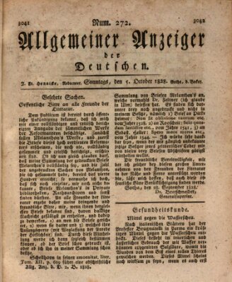 Allgemeiner Anzeiger der Deutschen Sonntag 5. Oktober 1828