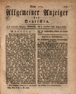 Allgemeiner Anzeiger der Deutschen Mittwoch 8. Oktober 1828