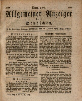 Allgemeiner Anzeiger der Deutschen Sonntag 12. Oktober 1828