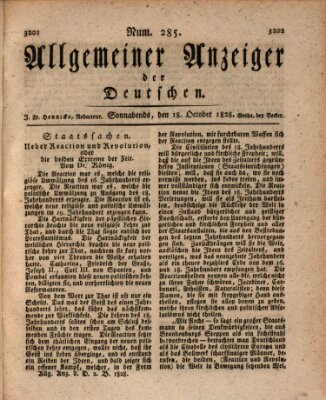 Allgemeiner Anzeiger der Deutschen Samstag 18. Oktober 1828