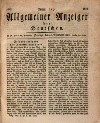 Allgemeiner Anzeiger der Deutschen Freitag 21. November 1828