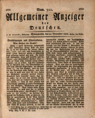 Allgemeiner Anzeiger der Deutschen Samstag 22. November 1828