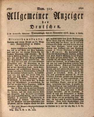 Allgemeiner Anzeiger der Deutschen Donnerstag 27. November 1828