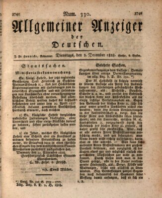 Allgemeiner Anzeiger der Deutschen Dienstag 2. Dezember 1828