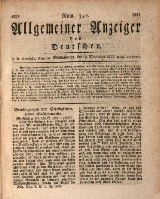 Allgemeiner Anzeiger der Deutschen Samstag 13. Dezember 1828