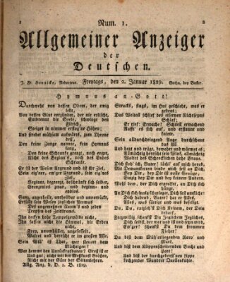 Allgemeiner Anzeiger der Deutschen Freitag 2. Januar 1829