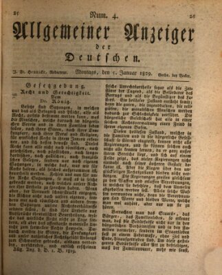 Allgemeiner Anzeiger der Deutschen Montag 5. Januar 1829