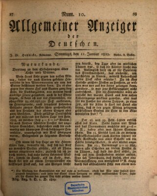 Allgemeiner Anzeiger der Deutschen Sonntag 11. Januar 1829