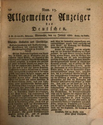 Allgemeiner Anzeiger der Deutschen Mittwoch 14. Januar 1829