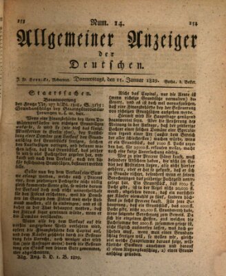 Allgemeiner Anzeiger der Deutschen Donnerstag 15. Januar 1829