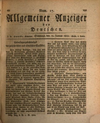 Allgemeiner Anzeiger der Deutschen Sonntag 18. Januar 1829