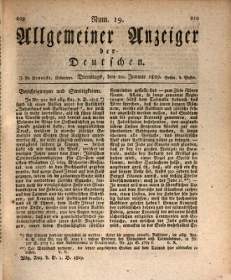 Allgemeiner Anzeiger der Deutschen Dienstag 20. Januar 1829