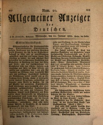 Allgemeiner Anzeiger der Deutschen Mittwoch 21. Januar 1829