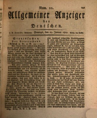 Allgemeiner Anzeiger der Deutschen Freitag 23. Januar 1829