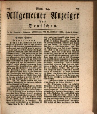 Allgemeiner Anzeiger der Deutschen Sonntag 25. Januar 1829