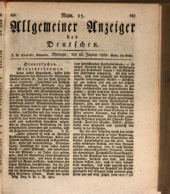 Allgemeiner Anzeiger der Deutschen Montag 26. Januar 1829