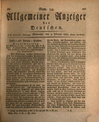 Allgemeiner Anzeiger der Deutschen Mittwoch 4. Februar 1829