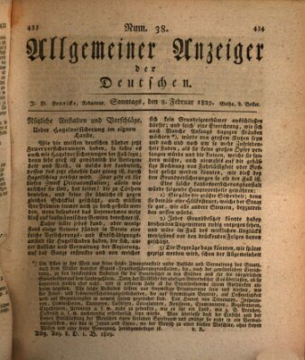 Allgemeiner Anzeiger der Deutschen Sonntag 8. Februar 1829