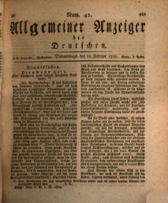 Allgemeiner Anzeiger der Deutschen Donnerstag 12. Februar 1829