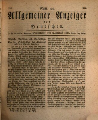 Allgemeiner Anzeiger der Deutschen Samstag 14. Februar 1829