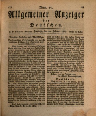 Allgemeiner Anzeiger der Deutschen Freitag 20. Februar 1829