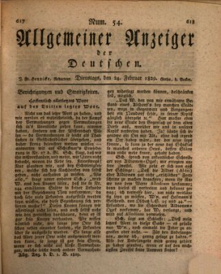 Allgemeiner Anzeiger der Deutschen Dienstag 24. Februar 1829