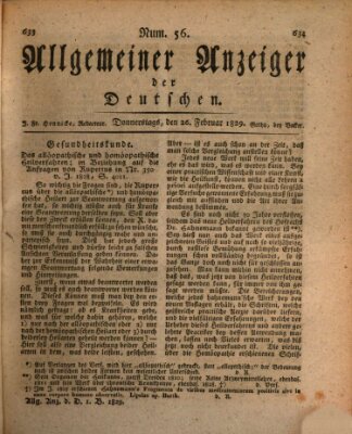 Allgemeiner Anzeiger der Deutschen Donnerstag 26. Februar 1829