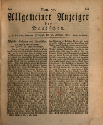 Allgemeiner Anzeiger der Deutschen Freitag 27. Februar 1829