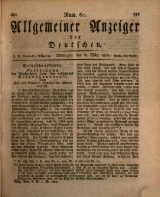 Allgemeiner Anzeiger der Deutschen Montag 2. März 1829