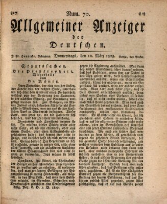 Allgemeiner Anzeiger der Deutschen Donnerstag 12. März 1829