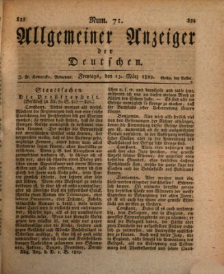 Allgemeiner Anzeiger der Deutschen Freitag 13. März 1829