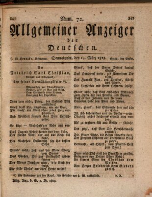 Allgemeiner Anzeiger der Deutschen Samstag 14. März 1829