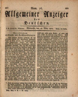 Allgemeiner Anzeiger der Deutschen Mittwoch 18. März 1829