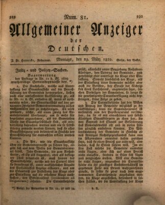 Allgemeiner Anzeiger der Deutschen Montag 23. März 1829