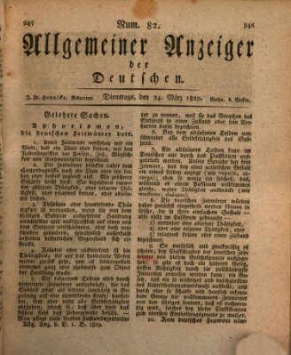 Allgemeiner Anzeiger der Deutschen Dienstag 24. März 1829