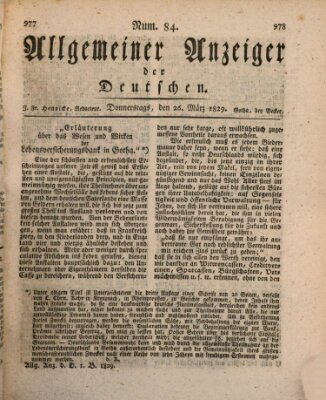 Allgemeiner Anzeiger der Deutschen Donnerstag 26. März 1829